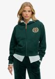 Superdry Country Club Zip Hoodie Dames Dark Pine Green Katoen/Polyester Maat 12