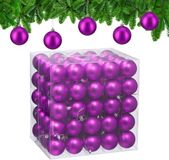 Relaxdays Kerstballen set van 100 - Ø 6 cm - Mat - Kunststof - Paars
