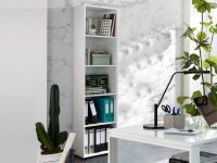 MATERIA Bibliothèque 5 étagères blanc/blanc laqué