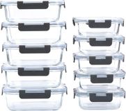 Sans marque Set de 10 boîtes de conservation alimentaire en verre avec couvercle - Hermétique et étanche