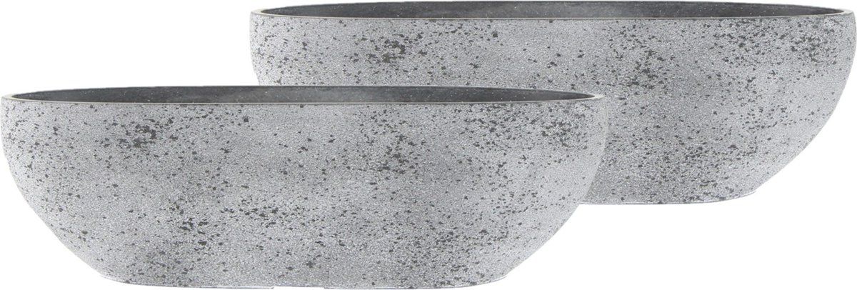 Steege 2x bloempot/plantenpot balkonbak grijs dia 55 x 16 cm