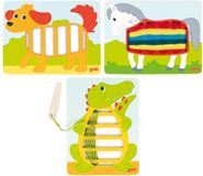 GOKI Weefpatronen - Krokodil, Hond En Paard - 7 Kleuren Wol - Creatief Spelen - 3 Jaar