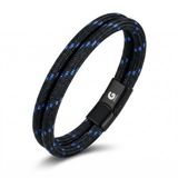 Galeara Design NOA Armband Dames Touw 21,5cm Heren Dubbel Snoer Zwart - Blauw