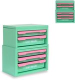 Bureau-organizer - Bureau-opbergdoos met lades - Ladebak - Opbergkast - Make-up organizer - Ladeontwerp en stapelbaar - Staal - 28,5×15,8×32 Cm - Geschikt voor bureau, badkamer en kaptafel - Vert-rose