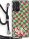 Case Company® Samsung Galaxy A52 Hoesje met Koord - Grid Monogram - Telefoonhoesje