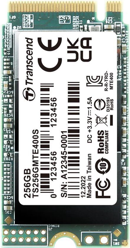 Transcend MTS400S 256 GB NVMe/PCIe M.2 SSD 2242