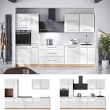 Vicco Complete keukeneenheid Fame-Line, Wit Hoogglans/Goudkleurig Eiken, 310 cm, WB Antraciet