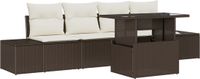 vidaXL Bankstel 5-delig Bruin en Crème Polyrattan