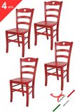 t m c s Tommychairs Cuore - Eetkamerstoelen - Set van 4 - Rood - Hout