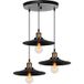Lustre Suspension Fer Abat-jour Métal Luminaire Vintage Industrielle Noir