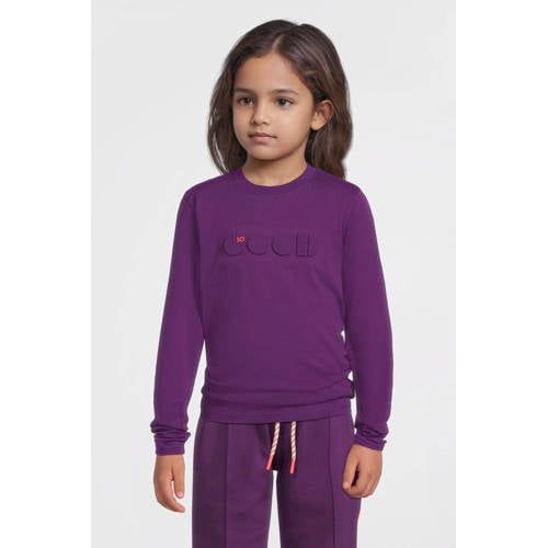 Me & My Monkey longsleeve met 3D tekst printopdruk donkerpaars
