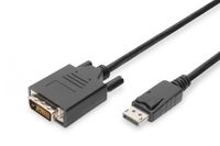 DIGITUS DisplayPort-adapterkabel - DP - DVI (24+1) - Full-HD 1080p/60Hz - Displayport 1.1a - 2m - met vergrendeling - geschikt voor monitoren, grafische kaarten - zwart