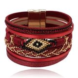 Deja Jewels Rode dames armband met kristal en goudkleurige details