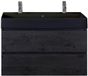 BES LED Maxx XL Badmeubelset 100 cm - Black Oak - Wastafel Kube Zwart 2 Kraangaten