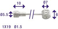 CORDO Remkabel - Binnenkabel - RVS - 300cm - 1,5mm - 1x19 draads - Inclusief 2 nippels