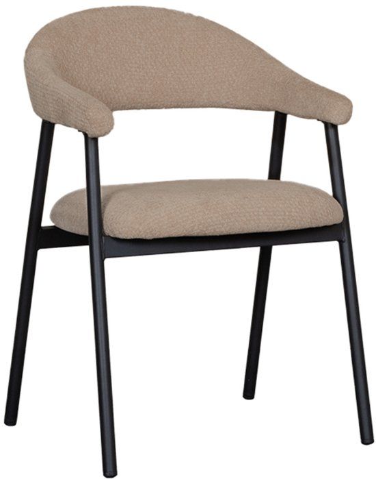 LABEL51 Amaze Eetkamerstoel - Bruin - Chenille - Zwart Metalen Frame