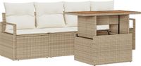 vidaXL Banc de jardin 5 pièces beige et crème