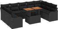 vidaXL Tuinbank Set Zwart Polyrattan