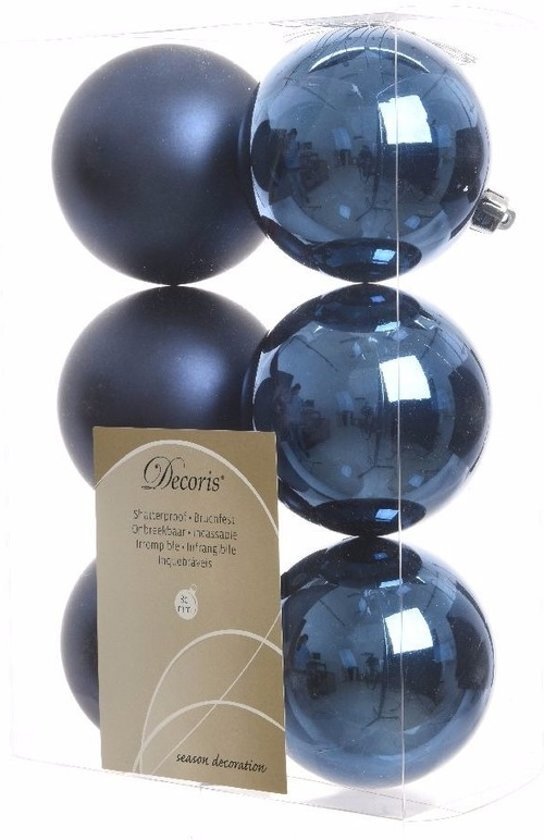 - Kerstboom decoratie kerstballen mix blauw 6 stuks