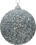 Decoris Zilveren glitter/kralen kerstballen 8 cm kunststof