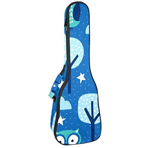 Mersov Concert Ukelele Rugzak, Heavy Duty Ukelele Case Bag met Opslag, Sopraan Concert Tenor Ukelele 10MM Gewatteerde BagBlack SheepsLovely Cartoon Uil