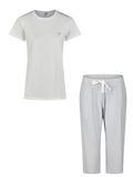 By Louise Dames Capri Pyjama Driekwart Wit/Blauw Gestreept - Maat M