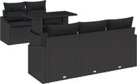 vidaXL - Tuinbank - Set - 6 - st - Zwart - poly - rattan