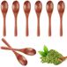Ibenzoa® Set van 10 Houten Serveerlepels – Natuurlijk Nanmu Hout, 14,5 cm, Bruin