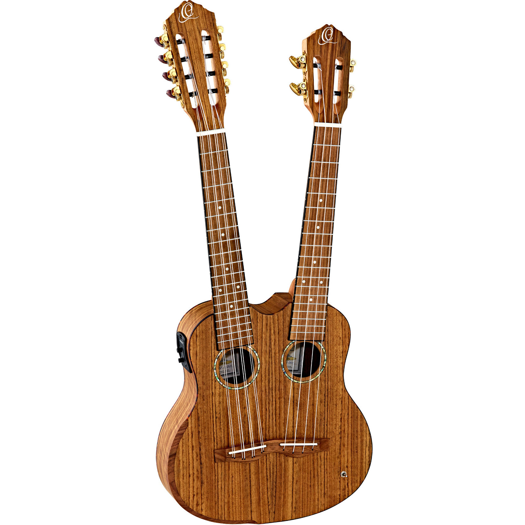 Ortega HYDRA double neck elektrisch akoestische ukelele met tas