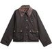 BARBOUR Icons Tartan Collar Spey Wax Jacket Winterjas Dames Bruin Maat XL