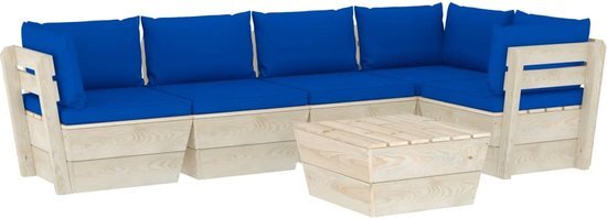 vidaXL 6-delige Loungeset met kussens pallet vurenhout