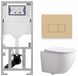 Geberit QeramiQ Dely Swirl Compact Toiletset - inbouwreservoir Geberit UP320 - met Burda frame - slim zitting - kunststof bedieningsplaat beige - rechthoekige knoppen - glans wit