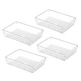 Backerysupply Transparante plastic lade-organizer lade voor keukenkast (22 x 15 x 5 cm, set van 4) voor kantoor, badkamer, make-up lades