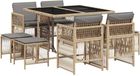vidaXL 9-delige Tuinset met Kussens Poly Rattan Gemengd Beige