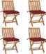 vidaXL Fauteuils pliants avec coussins, set de 4 pièces, teck massif