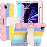 Vind met ondersteuning voor Samsung Tab A7 2020 T500 T505, duurzaam, hybride, schokkend, resistent, drie lagen, siliconen beschermhoes voor kindertablet (gekleurd poeder)