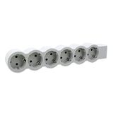 Legrand 694579 Platte stekkerdoos, 6-voudig stopcontact, meervoudige stekkerdoos, zonder kabel, ultrawit/grijs