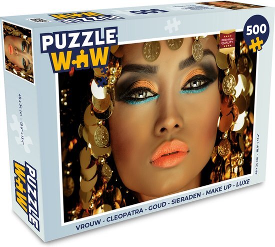 MuchoWow Puzzel Vrouw - Cleopatra - Goud - Sieraden - Make up - Luxe - Legpuzzel - Puzzel 500 stukjes - Sinterklaas cadeautjes - Sinterklaas voor grote kinderen