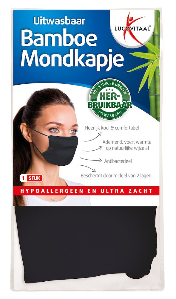 Lucovitaal Bamboe Mondkapje Zwart