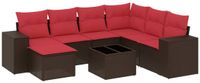 vidaXL 8-delige tuinbankset met kussens, bruin, polyrotan