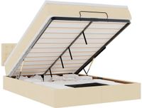 vidaXL Bed met matras 140x190 cm stof crèmekleurig