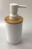Merkloos / Sans marque Zeeppompje/dispenser - wit - bamboe - 300 ml - keuken/badkamer/toilet