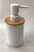 Merkloos / Sans marque Zeeppompje/dispenser - wit - bamboe - 300 ml - keuken/badkamer/toilet