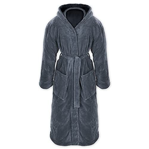 Gräfenstayn® Badjas voor dames en heren, knuffelig fleece, met capuchon, maat S-XXXL, Öko-Tex Standard 100, flanel-fleece