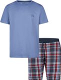 Phil & Co. Berlin Phil & Co Essential Shortama Heren Korte Pyjama Set Blauw/Geruit - Maat M