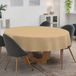 ANRO Tafelkleed Effen linnenlook Beige Rond Ø120cm Met sierband Afwasbaar Waterafstotend