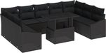 vidaXL Bankstel 10-delig Zwart Polyrattan
