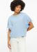 s.Oliver T-shirt Vrouwen Lichtblauw Katoen Korte Mouw Ronde Hals Extra Kort Aansluitend Maat 42