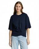 Tom Tailor Denim T-shirt met knoopdetail - Maat M - sky captain blue