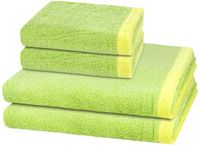 Cawö Set de serviettes Lifestyle Splash Pistache/Citroen Coton 4 pièces